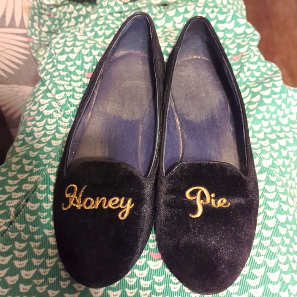 Jack Rogers Black Velvet Honey Pie Embroidered Loafers